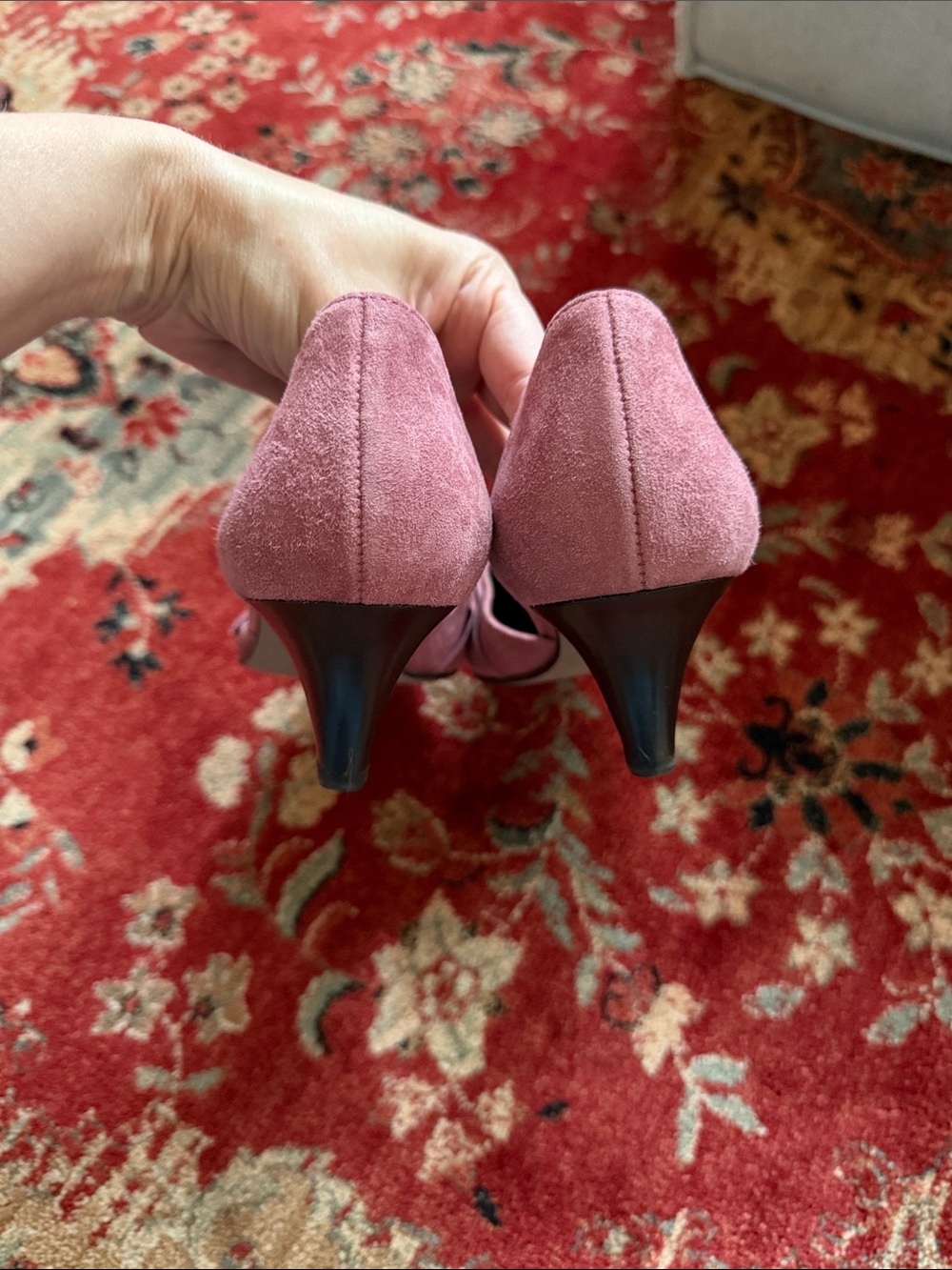 Paul Green Pink Suede Pointed Toe Knot Pumps - Picture 3 of 7